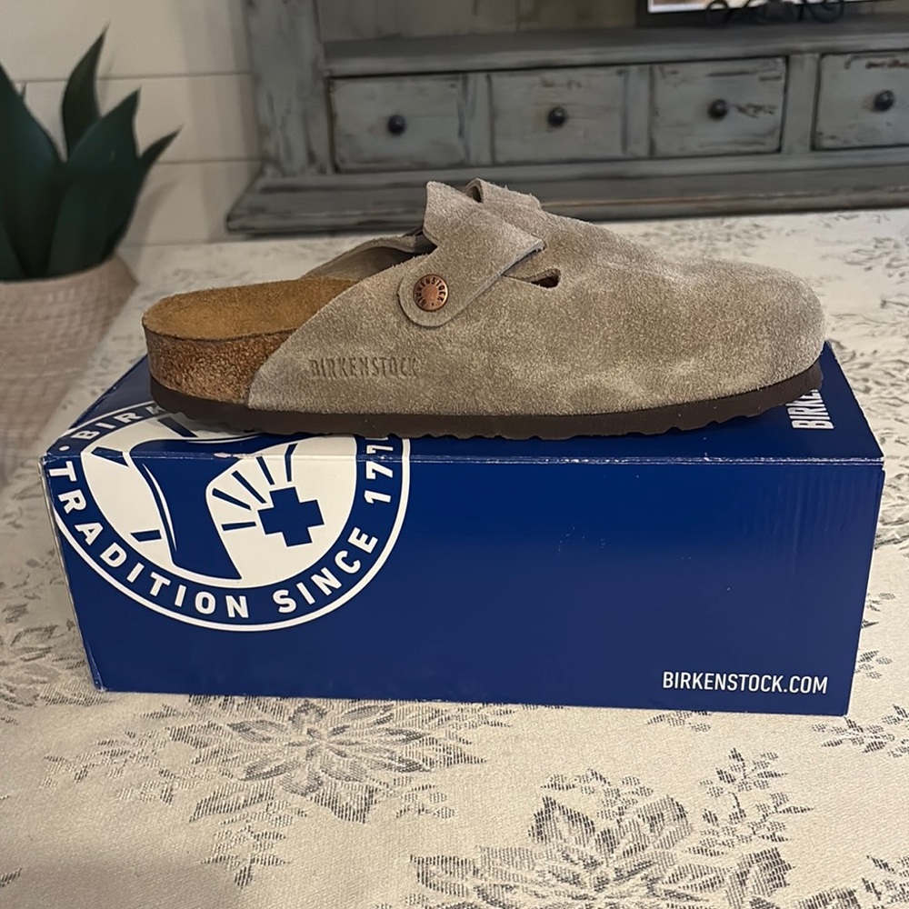 Birkenstock Tan Suede Flats Comfortable Slip-Ons